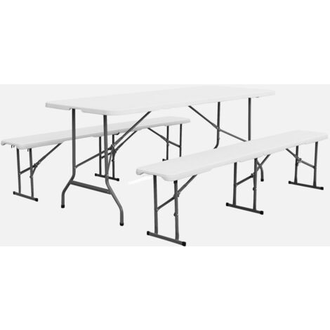 Set tavolo da ricevimento pieghevole in plastica con 2 panche