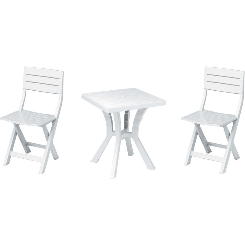 Set duetto resinatavolo + 2 sedie bianco