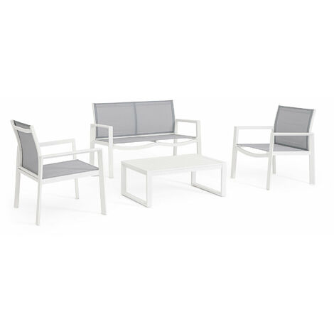 Set Tavolo e 3 Sedie da Giardino in Alluminio Kallen Bianco