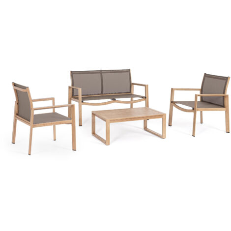 Set Tavolo e 3 Sedie da Giardino in Alluminio Kallen Naturale