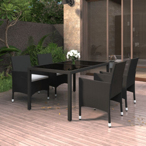 Tavolino Da Salotto VidaXL In Polyrattan E Vetro – 45x45 Cm – Colore Nero