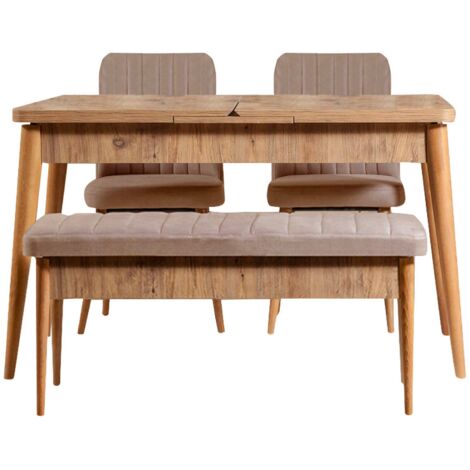Set Tavolo e Sedie Padru, 8 Posti, Allungabile, Marrone Quercia