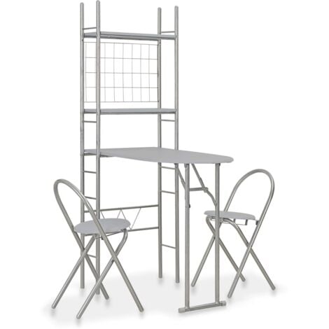 EASYCOMFORT Bancone Bar Pieghevole Stile Industriale con Scaffale a 3  Ripiani, 120x76x91.4cm