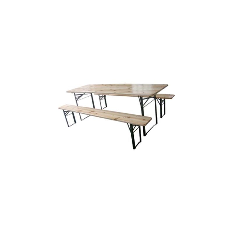 Set tavolo + panche birreria 200x60 2 gambe Domus