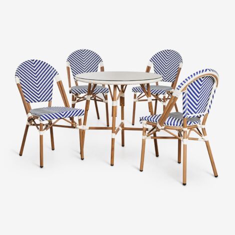 Set tavolo rotondo Brielle Bistro (diametro 80 cm) e 4 sedie da giardino impilabili in alluminio SKLUM            