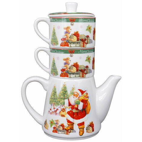Set Teiera e 2 Tazze di Natale
