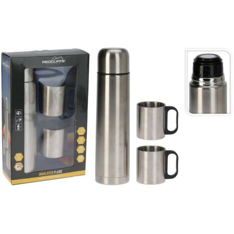 Set termo 1l con 2 tazas inoxidable