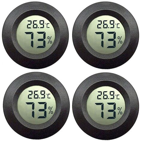 Set termometro e igrometro portatile per ambienti da 4 pezzi, nero