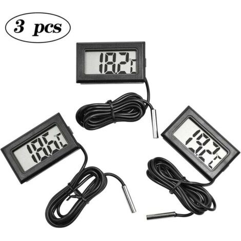 Set termometro per acquario da 3 pezzi, cavo nero da 1 m + 2 batterie gratuite