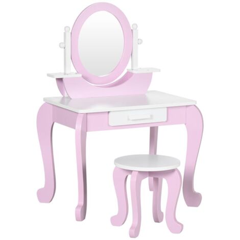 SET TOELETTA TRUCCO PER BAMBINI CON TAVOLINO CON SPECCHI E SGABELLO. ETÀ 3-6 ANNI. ROSA