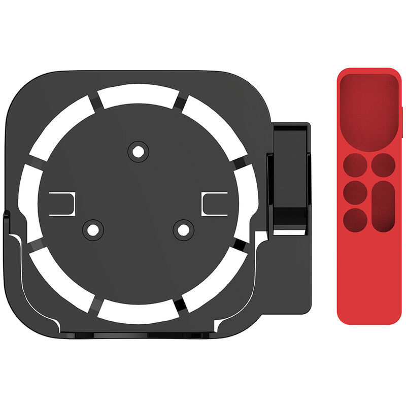 

Set-top box de pared con soporte para control remoto Juego de funda protectora compatible con Apple TV2 / 3/4/5/6 Negro + Rojo, Negro y rojo