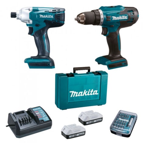 Trapano a batteria DF4880 + avvitatore a impulsi TD127D con batteria e caricabatterie + 30 punte - MAKITA - DK18A35X1