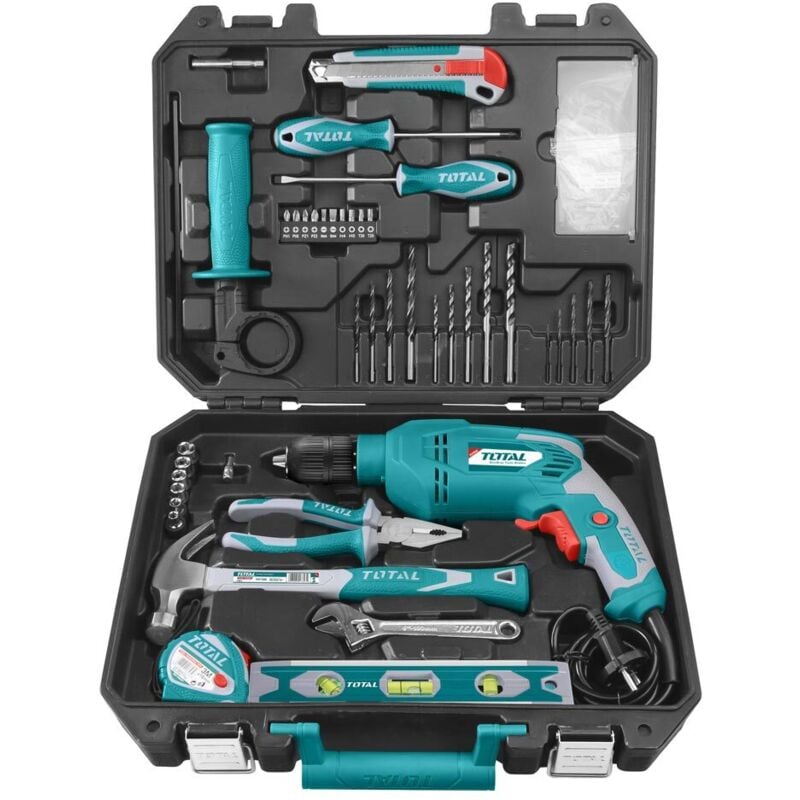 Set Trapano Percussione Da 650w Mandrino Autoserrante 13mm + Valigetta Con 101 Utensili - Tensione: 220-240 v 50/60 Hz - - Total