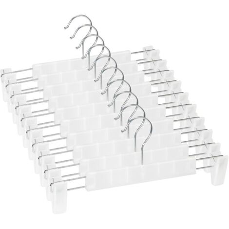 Set trasparente di 10 grucce per gonne/slip, incluse 2 clip regolabili e antiscivolo, per appendere i pantaloni.