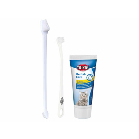 Set Trixie di dentifricio e spazzolini per la pulizia dei denti dei gatti, 2 pezzi.