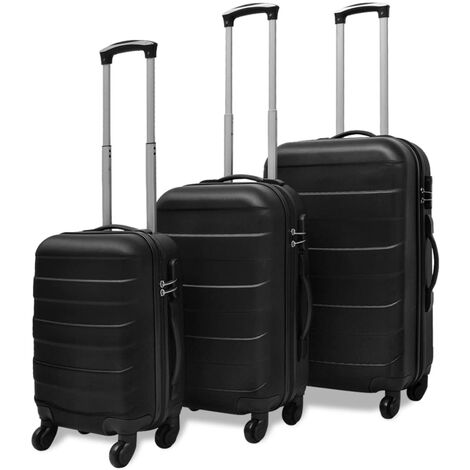 Set Trolley Maleta Rígida Tres Uds. Negro vidaXL - Negro