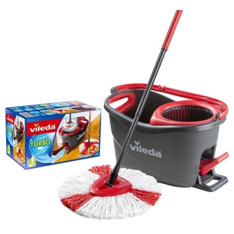 CELLY Vileda, easy wring y clean turbo, cubo de fregona con pedal, mango telescópico 85-123 cm, de microfibra