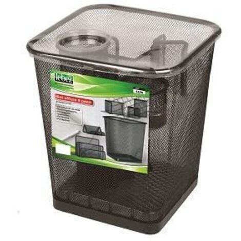 Set Ufficio Lebez da 6 Pezzi in Metallo con Cestino Gettacarte Colore Nero