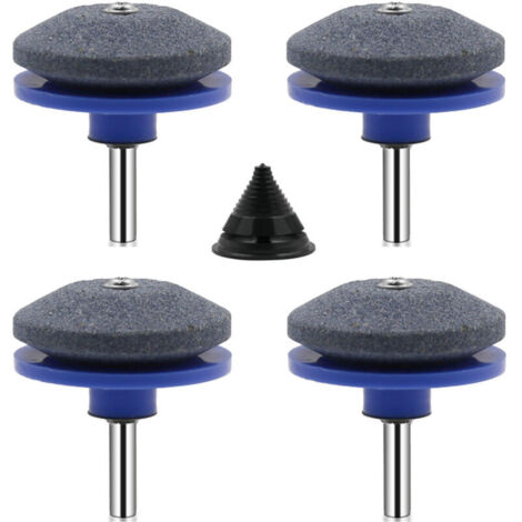 Set universale di 4 affilalame per tosaerba, accessori per affilare le lame del tosaerba con 1 kit di bilanciamento delle lame (blu)