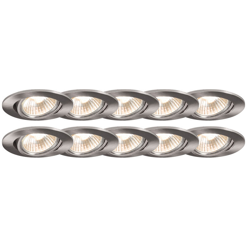 Set of 10 recessed spotlights steel tiltable - Cisco