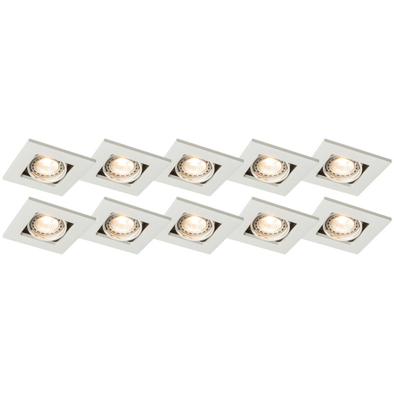 Set of 10 recessed spotlights white adjustable - Qure