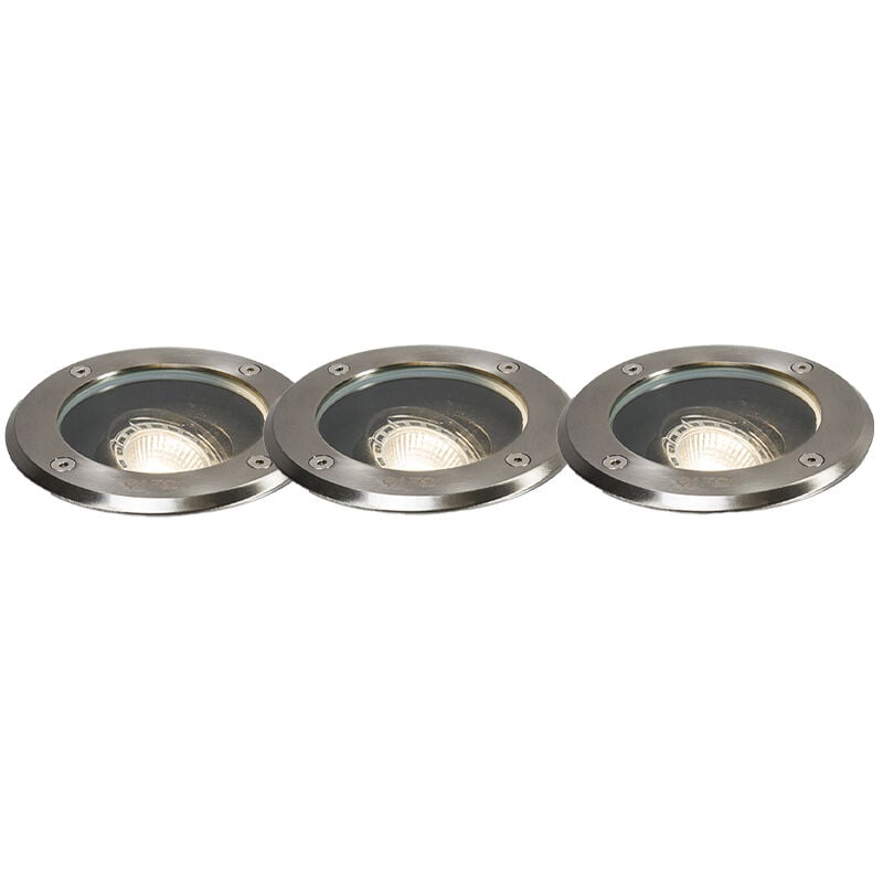 Qazqa - Set mit 3 Outdoor-Bodenstrahlern aus Stahl verstellbar IP65 - Delux