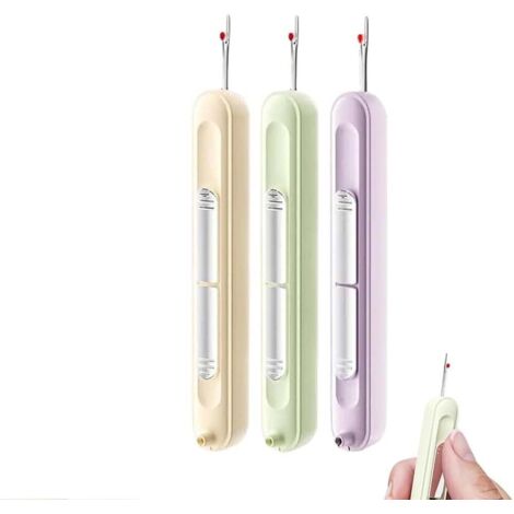 Set van 3 uitschuifbare 2-in-1 naaldinrijgers voor naaien, breien, quilten en knutselen (3 kleuren)