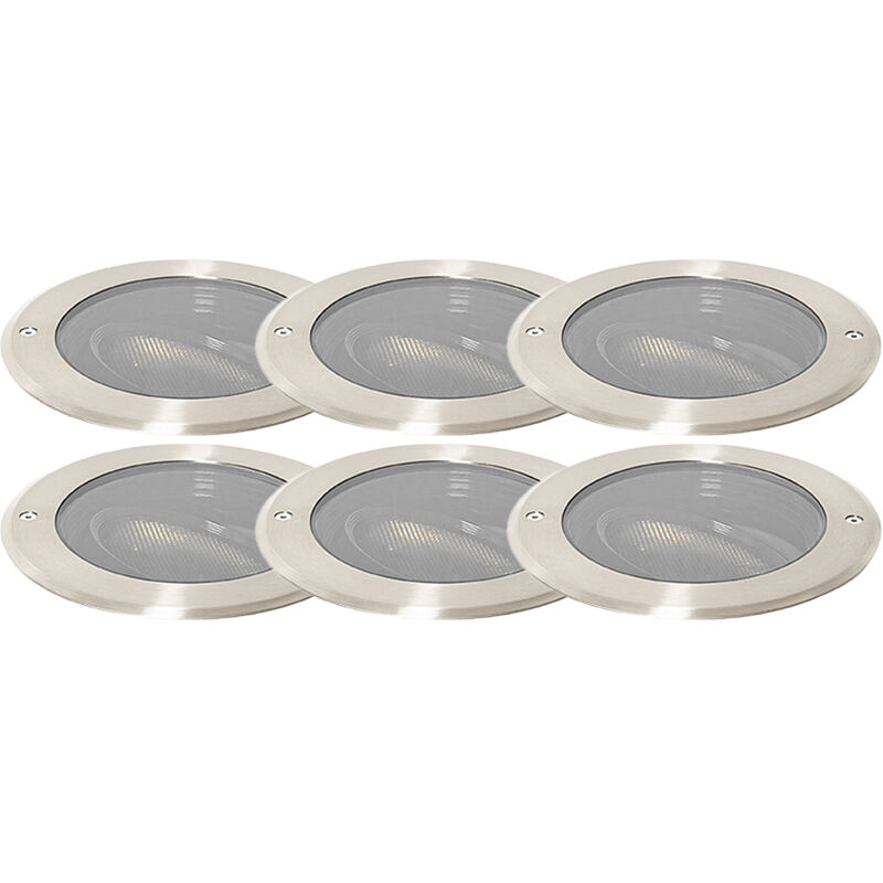Qazqa Set Mit 6 Bodenstrahlern Stahl Ar111 Verstellbar Ip65 - Delux Honey