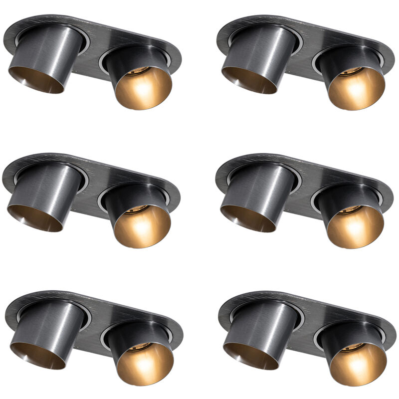 Image of Set of 6 Recessed Spotlights Gunmetal&hellip;