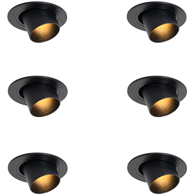 Qazqa Set Of 6 Recessed Spotlights Black Gu10 35mm Round Tiltable - Installa