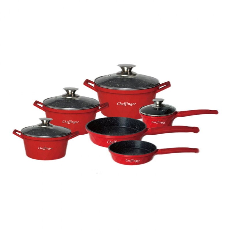 Set vasino in 10 pezzi - rosso - design elegante