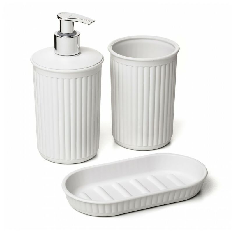 

Set vaso+dosificador+jabonera baÑo blanco pergamon baobab ta