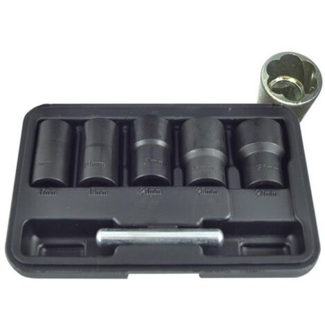 Set vasos TWIST de 1/2" para extracción de tuercas / tornillos de seguridad JBM 52153