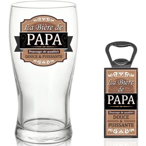 Set Verre à Bière et décapsuleur - Papa