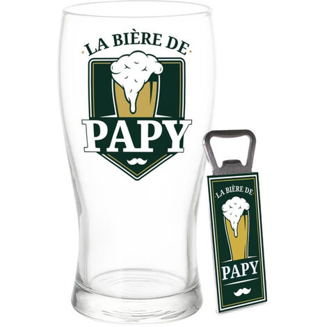 Set Verre à Bière et décapsuleur - Papy