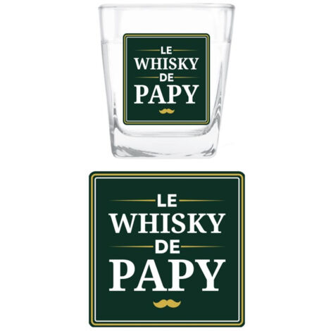 Set verre à whisky et dessous de verre Le Whisky de Papy