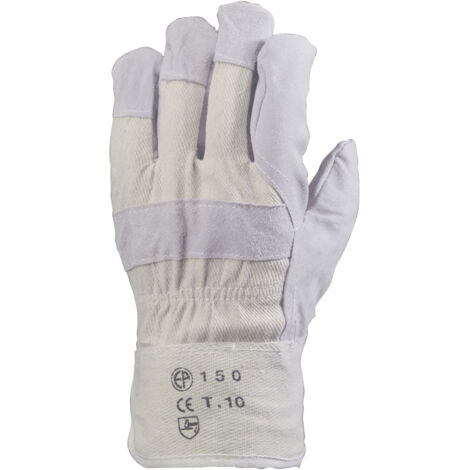 Set von 120 - Handwerks-Handschuhe Docker Rindsleder Obermaterial Weiß Größe 10