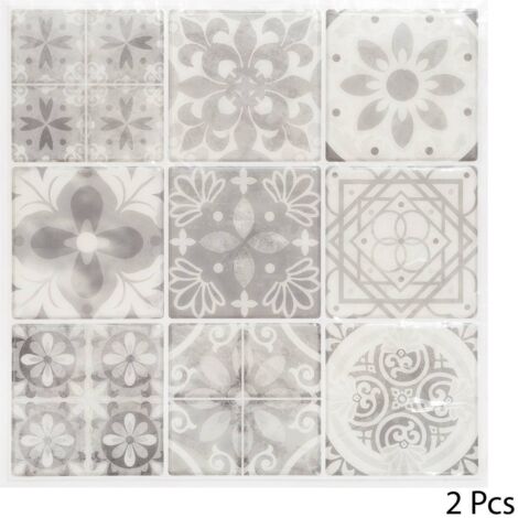 Set von 2 Aufklebern, Fliesen, Grau, 26x26 cm Caro