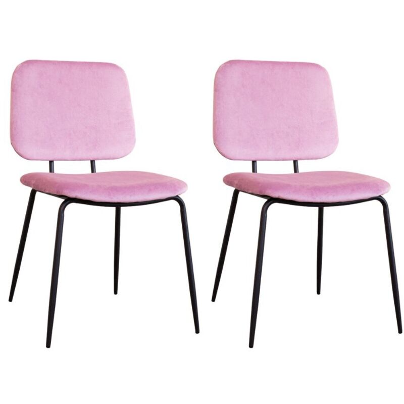 Dimehouse Set Von 2 Esszimmerstühlen Jerry Velvet Rosa - Ohne Armlehnen
