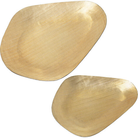 Set von 2 golden geschnitzten Aluminiumtabletts 31x23x2.5+42.5x32x4cmpour alle Stile, um dem Haus eine Note zu verleihen