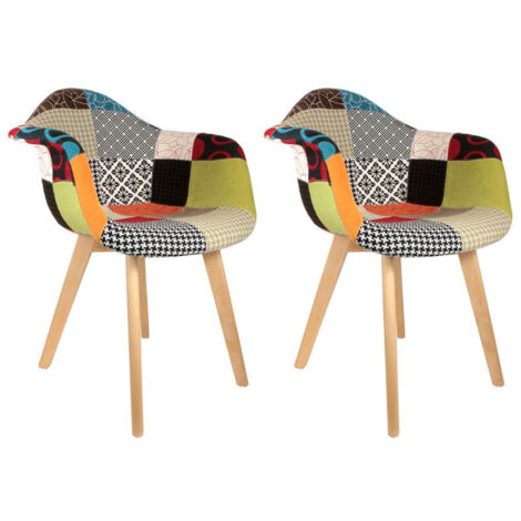 THE HOME DECO FACTORY Set von 2 mehrfarbigen Patchwork -Home -Deco -Fabrik -Sesseln