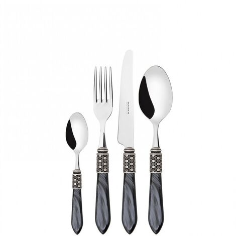 Set von 24 Teilen in Box Compact Optical Rider Antico Silber Schwarze Mutter Perperla Bugatti