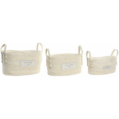 Set von 3 Baumwollfaserkörben 34x23x20 natürliche Baumwollfaser mehrfarbige Farbmaterial Körbe und Kisten Details