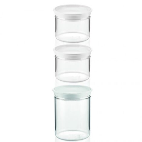 Set von 3 Gläsern mit weißem Deckel