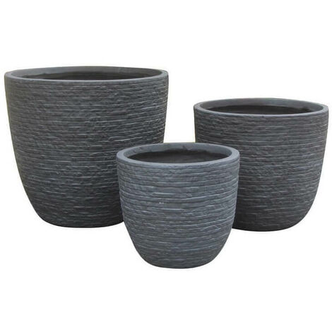 Set von 3 Marisa -Tonfasergartengefäßen - DarkGrey