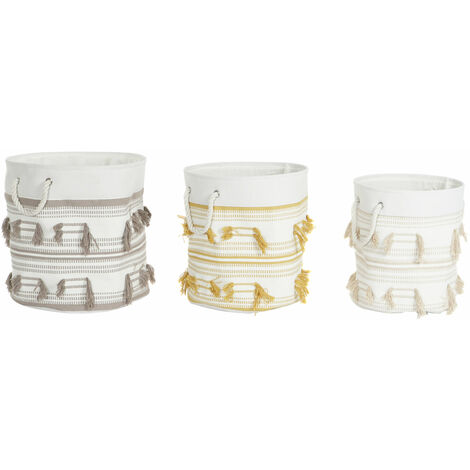 Set von 3 Polyester Baumwollpolyester 43x43x45 Fransen Polyester Materialien Baumwolle mehrfarbige Farbfamilienfamilienkörbe und Kartons Details Details