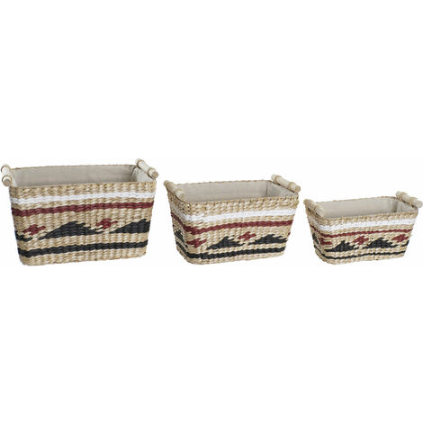 Set von 3 Polyesterfaser 39x27x24 Faser Polyester natürliches Material Multicoly Family Family Family Körbe und Kisten Details