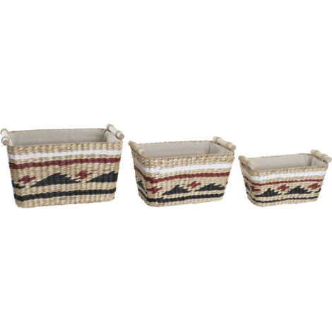 Set von 3 Polyesterfaser 39x27x24 Faser Polyester natürliches Material Multicoly Family Family Family Körbe und Kisten Details