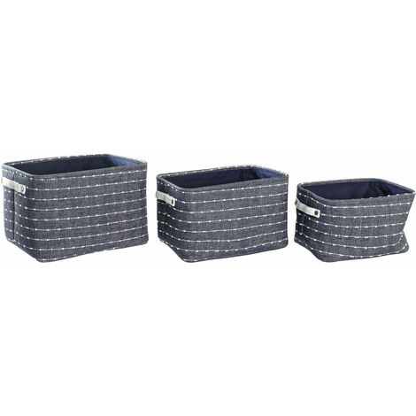 Set von 3 Polyesterkörben 38x28x25 Marineblau Polyester Material Multicoly Color Family Körbe und Kisten Details