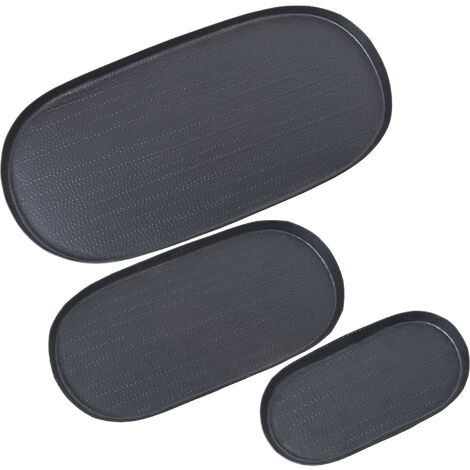 Set von 3 schwarz geschnitzten Aluminiumtabletts 21X11+30x15+40x20x1.5cmpour Alle Stile, um dem Haus eine Note zu verleihen